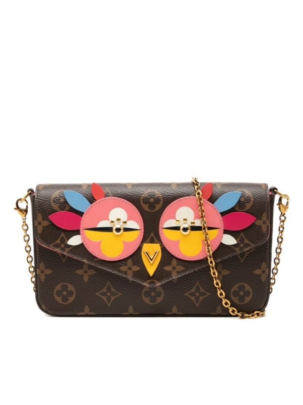 Louis Vuitton Monogram Pochette Felicie Lovely Bird Chain Wallet on Shoulder Bag